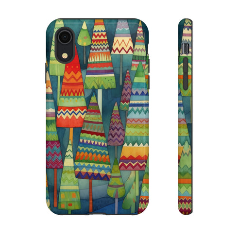 Knitted Christmas Trees - Impact Resistant Phone Case iPhone XR Glossy